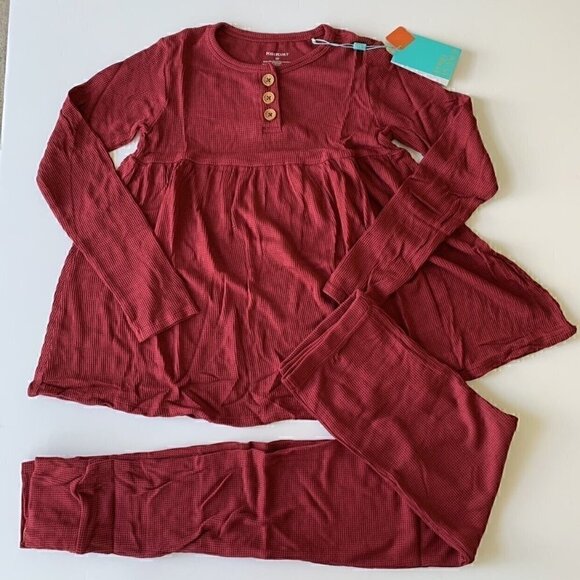 NWT Posh Peanut Girl Bordeaux Waffle Thermal Top And Leggings Set 12 Years - Picture 9 of 11
